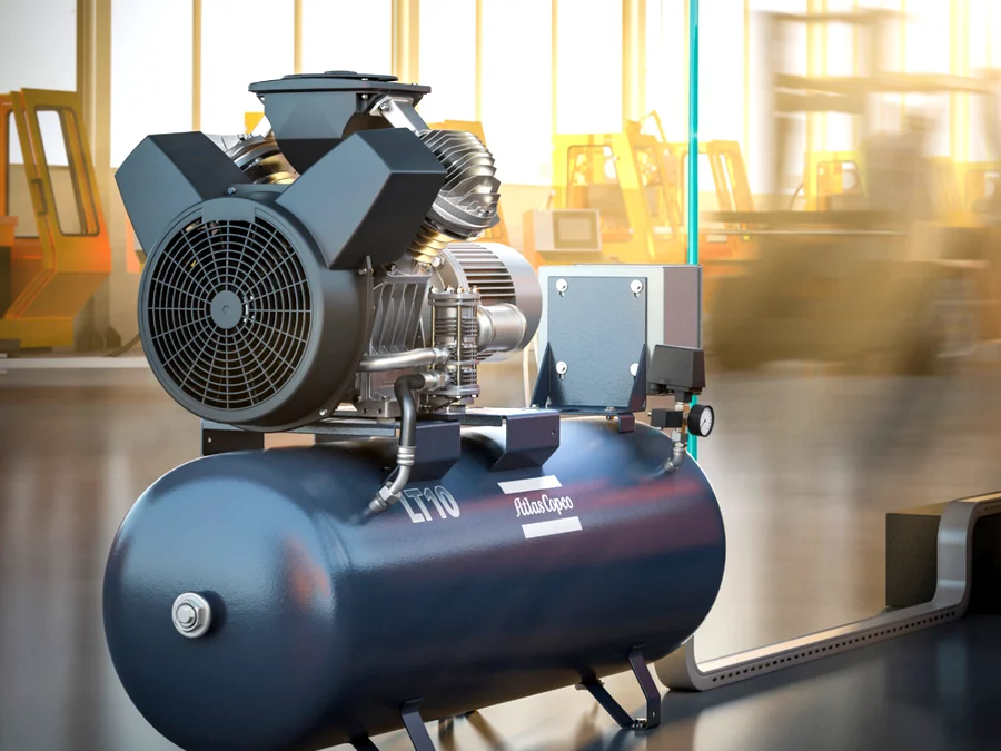 Compressore a pistone lubrificato Atlas Copco LE su serbatoio